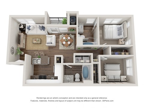 a 3d floor plan of a house with a bedroom and a bathroom